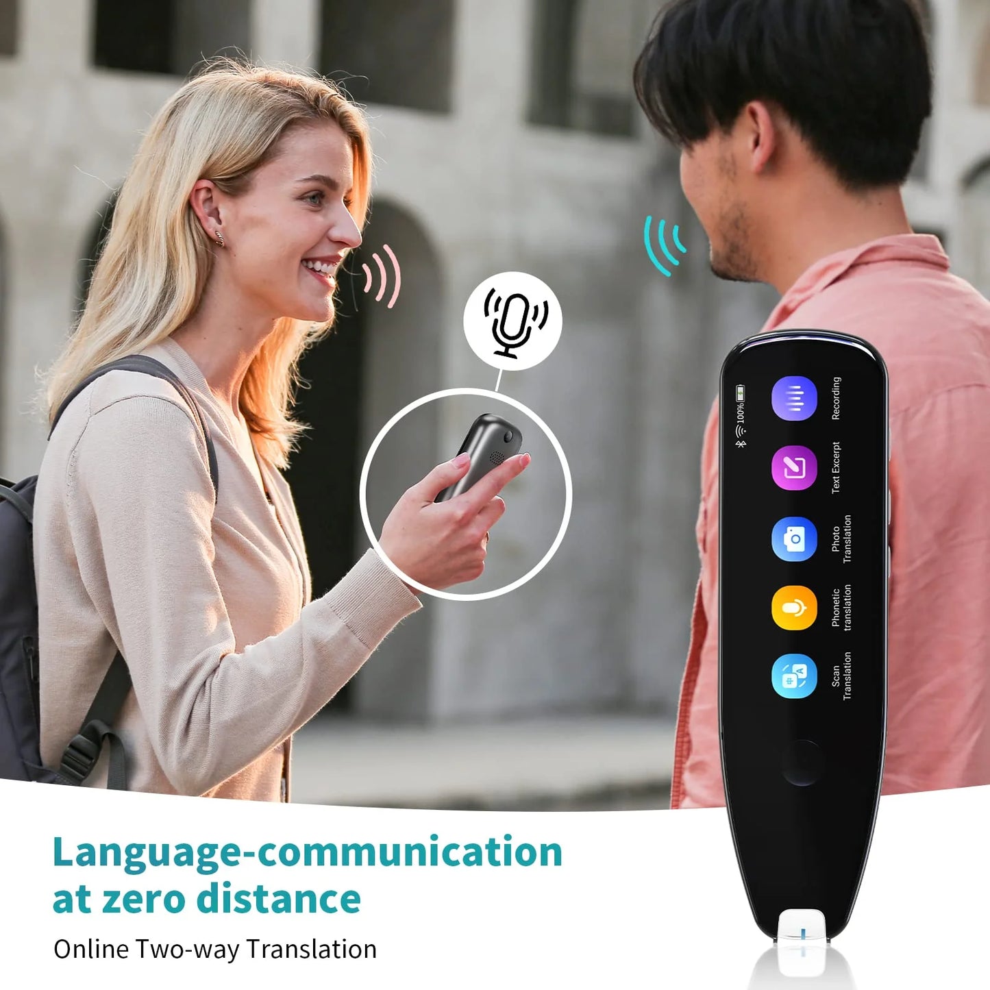 Language Translator Device,Translator Pen Reading Tool for Dyslexia, Reader Pen Translation Scanner Dictionary Pen with Voice & Camera Translators, Portable Translator for Language Learners, Black